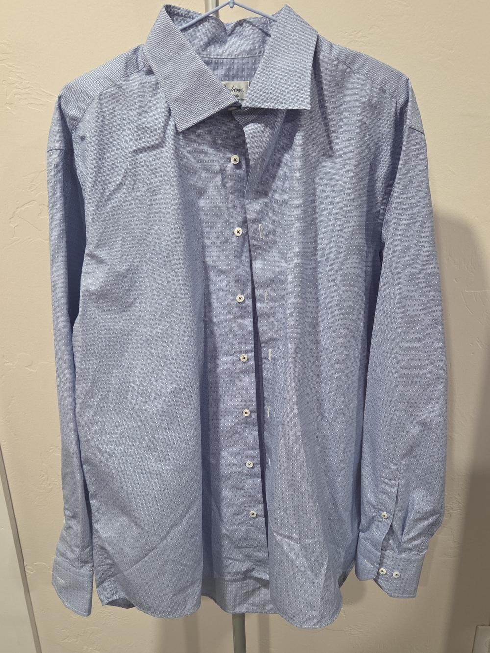 Men's Light Blue Dress Shirt with Subtle Micro-Pattern